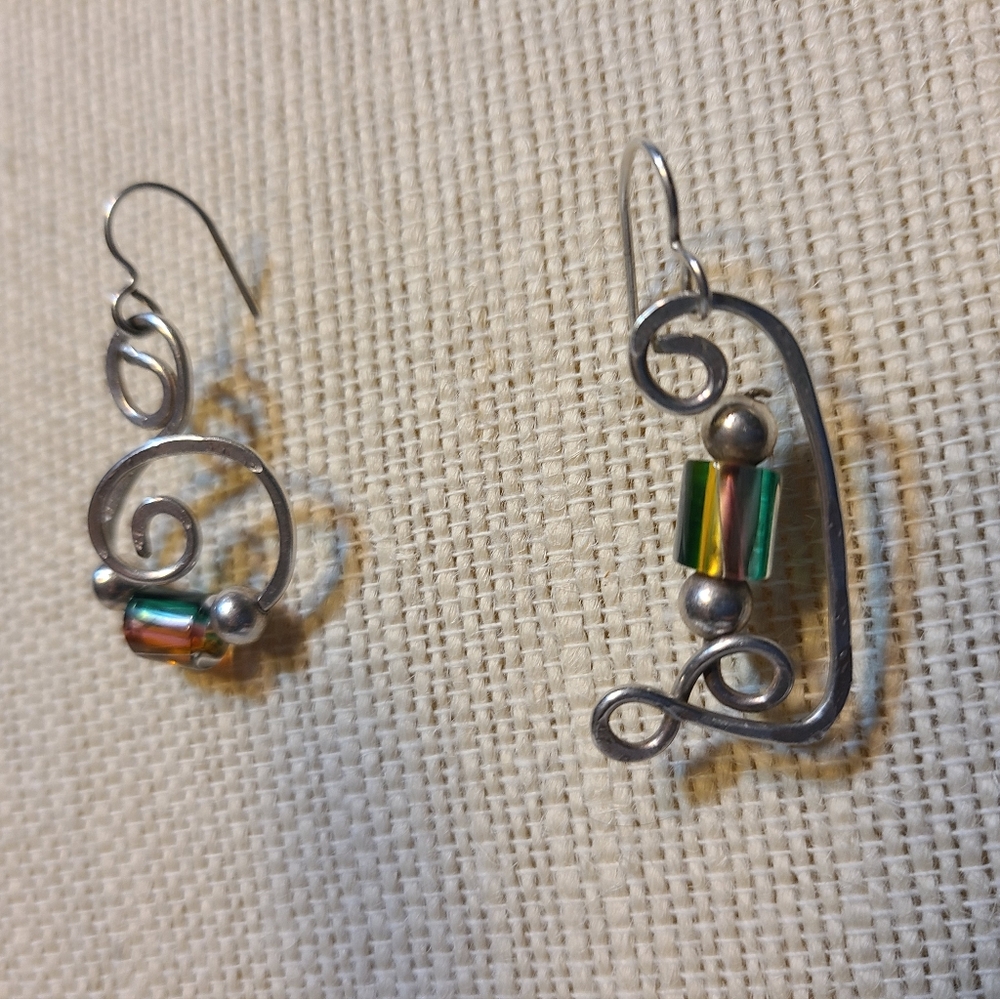 Artist glass and silver earrings